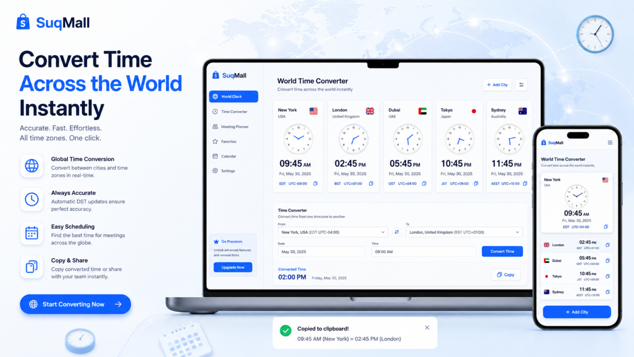 SuqMall Time Zone Converter Tool Guide